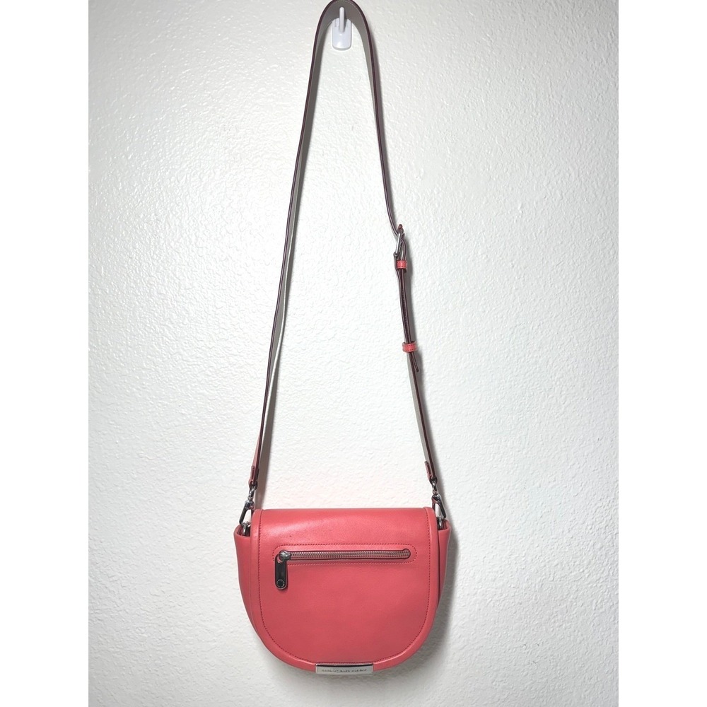 Marc by Marc Jacobs Coral Leather Saddle Crossbody Bag Silver Hardware Purse